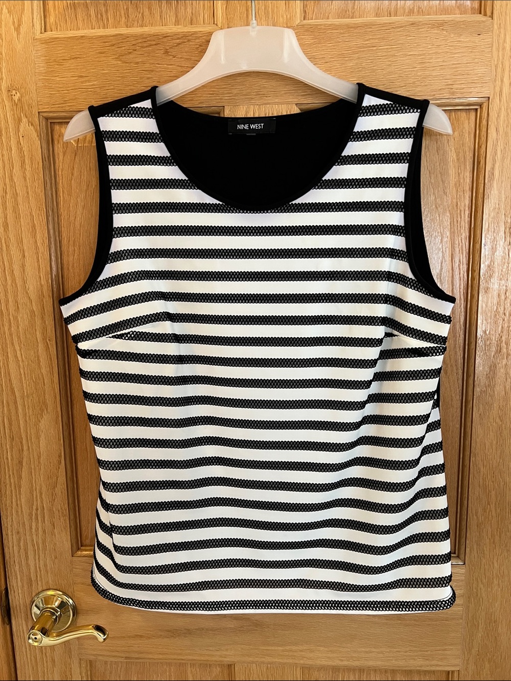 Nine West Black & White Striped Sleeveless Tank Top - XL